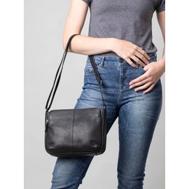 Ambleside – Women’s Real Leather Cross Body Bag in Black