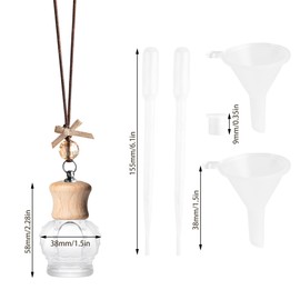 GTWYGT 6 Pack Leak-Proof Hanging Car Diffuser - 8ml Refillable Empty Bottles with Wood Caps, 3 Funnels & 2 Droppers - Essential Oil Air Freshener for Car, Home or Office (6, Crown)