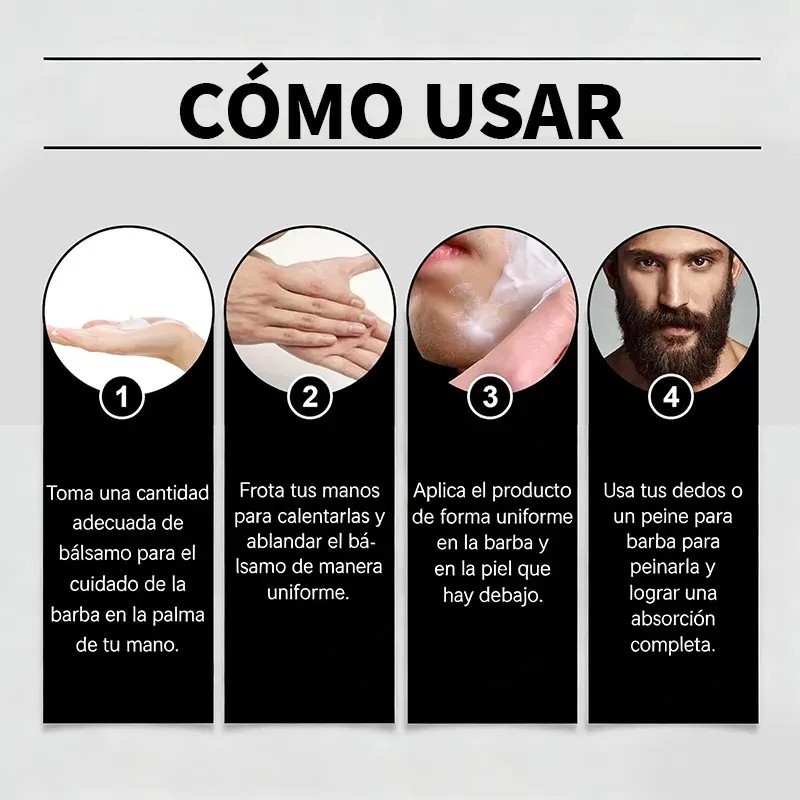 Pack 3 Bálsamos Para Crecimiento de Barba JRFFGWKY con Bergamota,