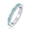 Aqua Blue Cubic Zirconia Stackable CZ Channel Set Eternity Band