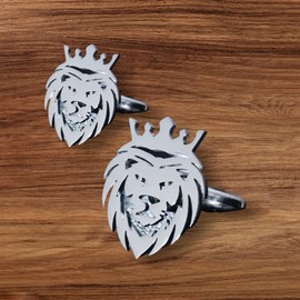 Platinum Plated Lion Cufflinks Pair In A Cufflink Box French Men's Business Formal Suit Wedding Lux Dad Husband Gift Lawyer Birthday
