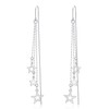 Threaded Earrings 925 Sterling Silver Crystal Long Charm Dangle Drop Earrings Jewellery Gifts for Ladies Ladies, Sterling Silver