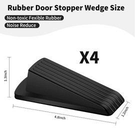 Door Stoppers, 4 Pack Premium Rubber Door Stoppers for Bottom of Door Security Rubber, Door Stopper Wedge for Carpet Heavy Duty Door