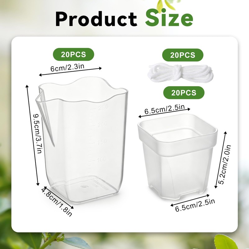 20 Pack 2.5 Inch Small Self Watering Pots for Indoor