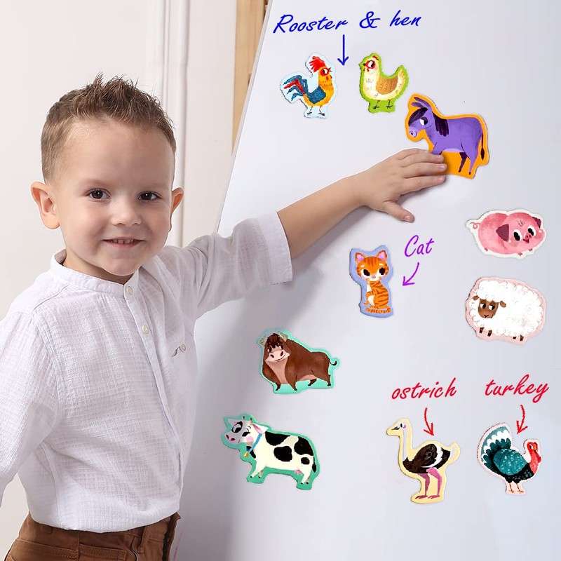 MAGDUM Children's Farm Animal Magnet Set – 15 Large Fridge