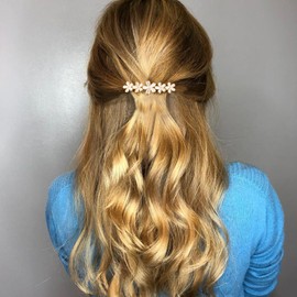 HINZIC 2.64inch Flower Opal Hair Clip Gold Sparkly Wedding Barrettes Fancy Hair Pin Prom Engagement Birthday Decorative Accessories for Women Girls Thick Fine Hair