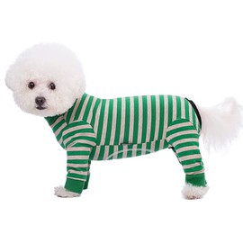 Dog Striped Recovery Suit, Puppy After Surgery Onesie for Female Male Dogs, Dogs Cats Long Sleeve Pajamas Bodysuit, Surgery Abdominal Wound Bandages Clothes, Dog Pant for Shedding Skin Disease