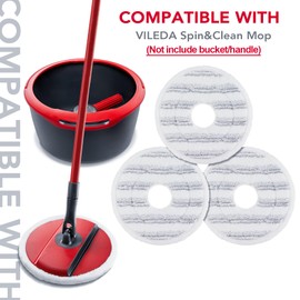 Sgizoku 3PCS Mop Refill For Vi-le-das Spin and Clean Mop - Spin Mop Head Replacement - Washable and Reusable Microfiber Mop Head Replacement for Cleaning Floors