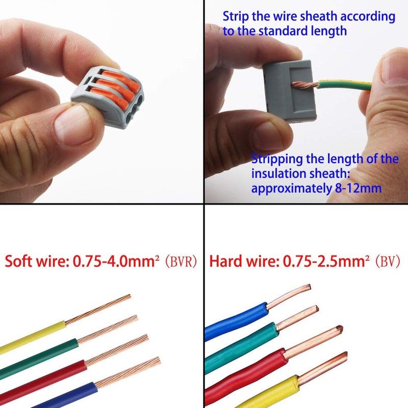 CESFONJER Lever Nut Connectors Assortment 60 Conductors Compact Wire Connectors