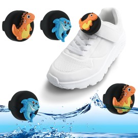 [2-Pack] Shoe Holder Compatible with Airtag for Kids Waterproof Design, Cute Cartoon Kids Air Tag Holder Hidden Silicone AirTag Case for Kids Shoelaces & Straps (Shark+Dinosaurs)
