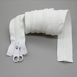 SHUNLI 114Inch #10 Separating Plastic Zippers with Double Pull Slider White