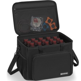 IBIVIVIC 15 Slots Wireless System Microphone Mics Bag with Foam Mic Storage Bag for Singing, Karaoke, Party Sound Equipment Carrying Case