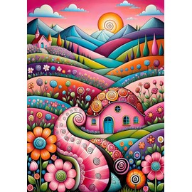 JATOK 5D Diamond Painting Kits for Adults Full Round Drill Cartoon Mountain Embroidery Pictures Arts Paint by Number Kits Diamond Art Kits for Home Wall Decor 11.8x15.7in