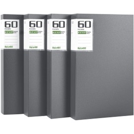 MyLifeUNIT Binder with Plastic Sleeves 4 Pack, 60 Pockets Displays 120 Pages, Presentation Books with 8.5 x 11 inches Sheet Protectors Sleeves, Portfolio Binder for Artwork, Documents, Recipes