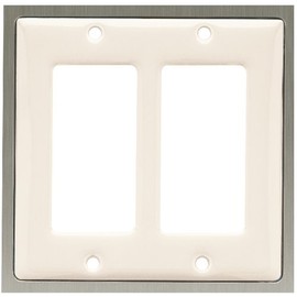 Liberty Hardware 63999 Ceramic Insert Double Decorator Wall Plate, Bisque