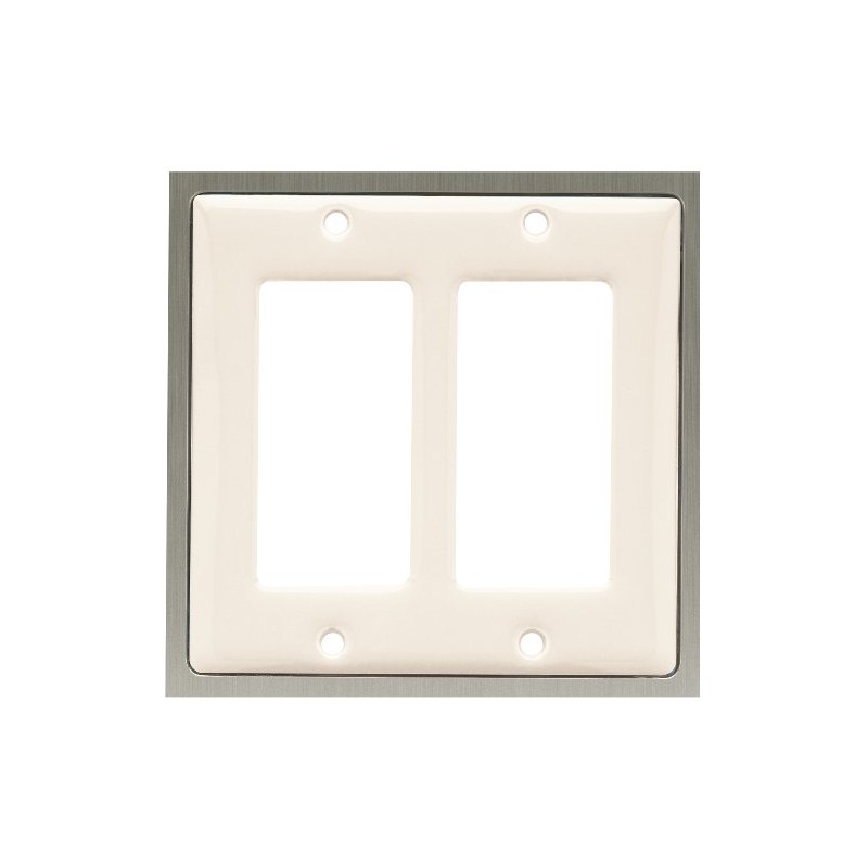 Liberty Hardware 63999 Ceramic Insert Double Decorator Wall Plate, Bisque