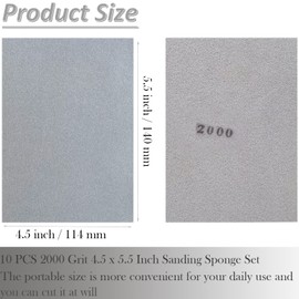 SACKORANGE 10 PCS 2000 Grit 4.5 x 5.5 Inch Sanding Sponge Set, Wet or Dry Hand Sanding Sponges Sheet, Flexible Soft Foam Sand Block for Drywall, Corner Contour, Metal Wood