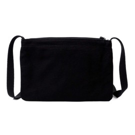 agnes b. GO03-07 Sacoche Shoulder Bag, Genuine Cotton, Canvas, Black