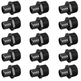 15 Pack TMKOOL Poly PPSU Pex 1" x 1" Male NPT Threaded Adapter Barb Crimp Fittings for PEX B Pipes ASTM F2159 (15pcs 1"x1")
