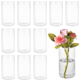 DAJAVE 12 Pack Glass Cylinder Vases for Centerpieces, 6 Inch Tall Flower Vases for Wedding Decorations and Home Decor, Clear Glass Hurricane Candle Holder for Table Shelf
