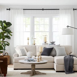 Curtain Rods, Curtain Rods for Windows 66 to 120, Black Curtain Rod, Outdoor Curtain Rod, 1 Inch Curtain Rod, Hanging Curtain Rod with Brackets,Telescope Curtain Rod, Rustic Curtain Rod, Curtain Rod Set