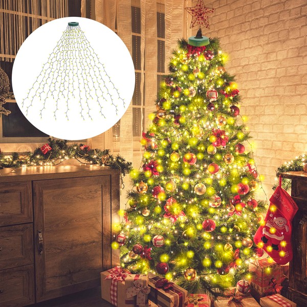 Luces Árbol Navidad con Anillo 16 Cuerdas 400 LEDs, Kedoxi