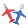 Kids' Airplane Fork & Spoon Set, Stainless Steel & Silicone