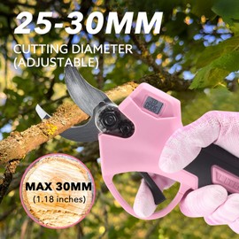 Electric Pruning Shears Cordless- Brushless & Professional Battery Powered Pink Pruner, 2 Batteries & Replaceable Blades, Toolbox for Efficient Garden & Landscape Maintenance