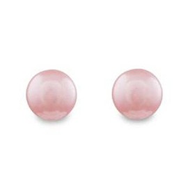 Classic Pink Color 12mm Faux Pearl Stud Earrings - Pierced Post