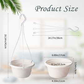 EBOOT 16 Pcs Hanging Plants Outdoor 7 Inch Hanging Flower Pot Bulk Hanging Baskets for Plants with Drainage Hole Hanging Plant Pots for Outdoor Outside Indoor Garden Balcony (White)