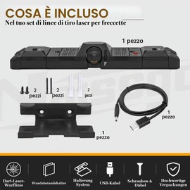 Naissgo Illuminazione per bersaglio, freccette, illuminazione per bersaglio, linea di lancio laser regolabile 2 in 1 e luci a LED per setole o freccette elettroniche, cavo di alimentazione USB a DC 5