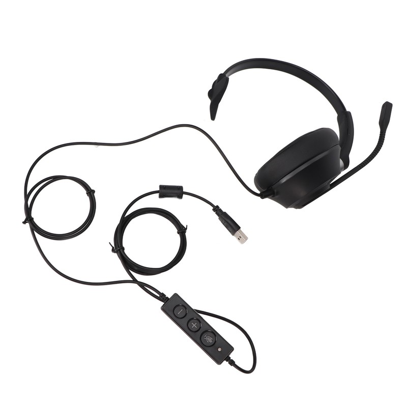 Telephone Headset Noise Cancelling Clear Chat USB Plug Computer Headphone