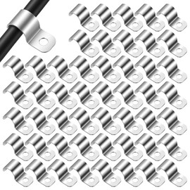 50PCS Outdoor Cable Clips, 1/4 Inch One-Hole Midget Cable Wall Clip for 9-10mm Wire, Zinc Plated Steel Wire Clamps for Wall Mounting Wires Management