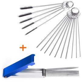 Set of 2 Carburetor Carbon Dirt Jet Remove Cleaner 13 Cleaning Wires Set + 10 Cleaning Needles + 5 Nylon Brushes Tool Kit for Motorcycle ATV Moped Welder Carb Chainsaw Spray Guns Torch Tips