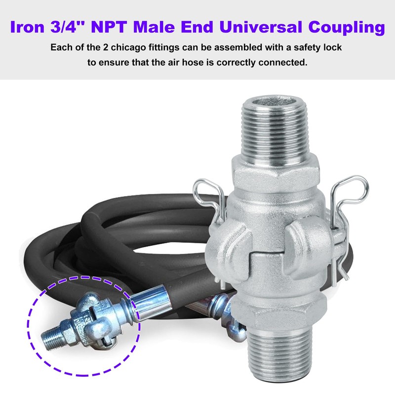 3/4 Chicago Air Fitting Replacement Air Hose Fitting, 0.75" NPT