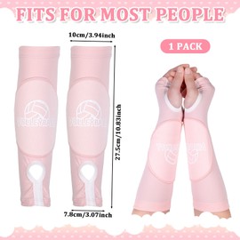 Josojoou 1 Pair Volleyball Arm Sleeves, Arm Sleeves Volleyball Passing Hitting Forearm Sleeve Youth with Protection Pads and Thumb Hole(Pink)