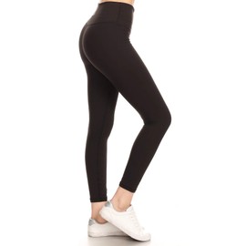YL6-BLACK-1X High Waisted 7/8 Leggings Workout Athletic Yoga Pants with Hidden Inner Pocket, 1X