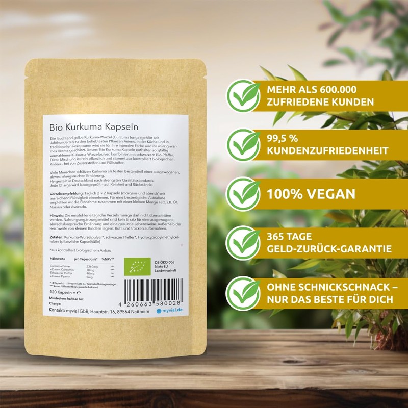 Organic Turmeric Capsules High Dose with Black Pepper - Pack