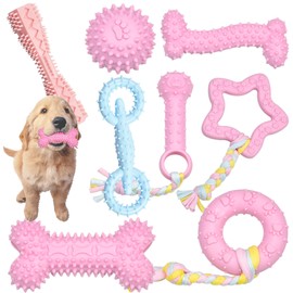 Ousiya 8 Pack Puppy Chew Toy Set Durable Dog Toys for Small Puppy Breeds Teething Toys for Puppies Non-Toxic and Safe Perfect for Training and Playtime (Pink 2)