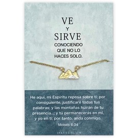 Spanish Missionary Farewell Gift, Sister Missionary Two-Toned Mountain Necklace, Go and Serve on 15" - 17" Chain (Gold)