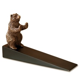 Brass Grizzly Bear Animal Door Stop, 6 1/2 Inch