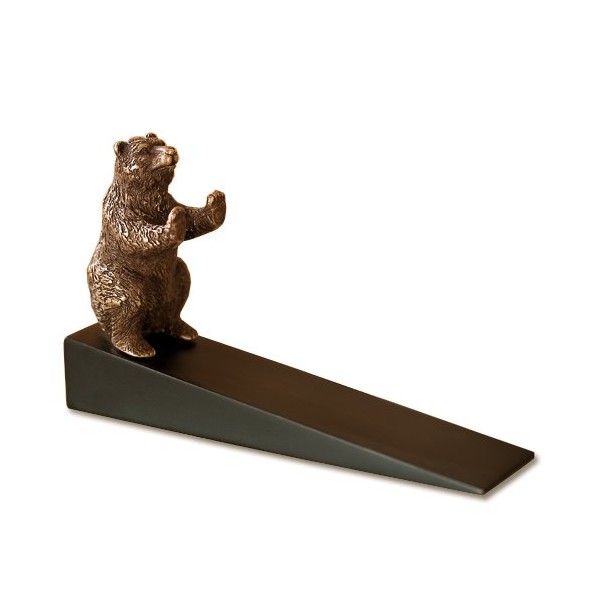 Brass Grizzly Bear Animal Door Stop, 6 1/2 Inch