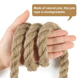 Tenn Well 18mm Jute Rope, 33 Feet Strong and Heavy Duty Twine Rope for Crafting, Gardening, Bundling, Outdoor Decorations