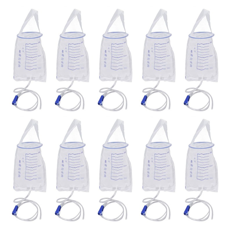 10PCS Enema Bag Set 1000ML Silicone Reusable Hangable Enema Cleaner