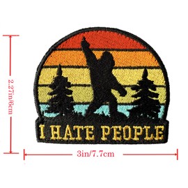 I Hate People Funny Patch - Sasquatch Bigfoot Sarcastic Tactical Morale Military Army Meme Embroidered Hook and Loop Patches for Backpacks Bags Clothes Vests Helmets Gym Badges and Hats