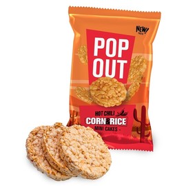 PopOut Rice & Corn Mini Cakes, Crunchy & Light Snack, 0.9 oz (Pack of 24) Perfect for Lunchboxes, Gifting & On-the-Go Snacking (0.9 oz (Pack of 24), Hot Chili)