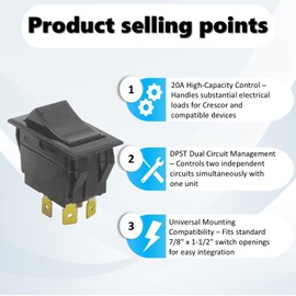 Op Rocker Switch - 7/8" x 1-1/2" DPST, 0808-116K, 4-Pin, High-Current Compatible with Crescor