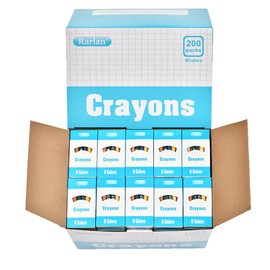 Rarlan Crayons Bulk, 6 Colors, 200 Boxes, 1200 Count Crayons