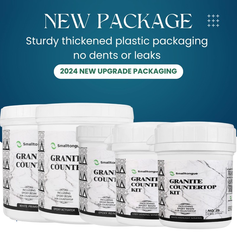 Smalltongue White Marble Countertop Paint Kit(Including Epoxy Resin), All-IN-ONE Set,