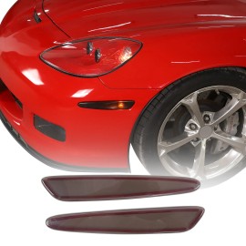 encar88_8 2*Front Bumper Side Light Trim Frame Smoked Cover For Corvette C6 2005-2013 US